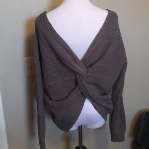 Chunky knit open back knot sweater